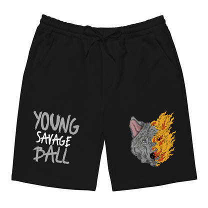Game Time - Wolf Face on Fire Basketball fleece shorts