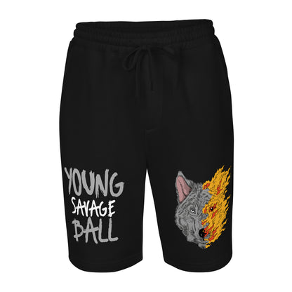 Game Time - Wolf Face on Fire Basketball fleece shorts