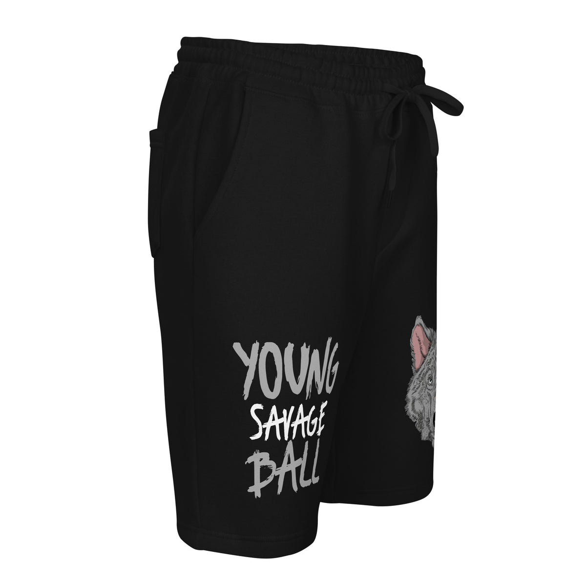 Game Time - Wolf Face on Fire Basketball fleece shorts